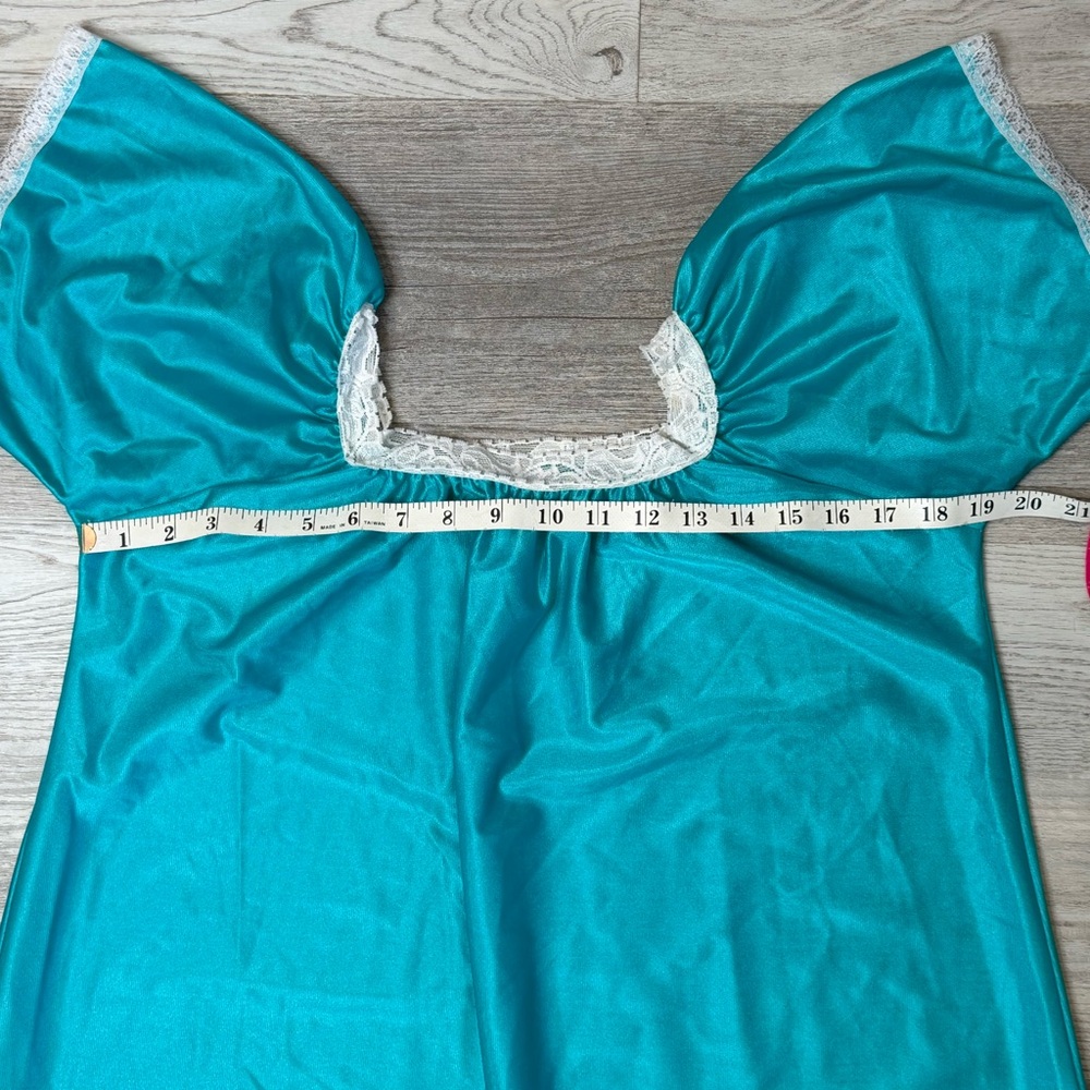 Vintage Private Moments Long Nightgown women’s size M OS Teal NWT Grannycore - Picture 8 of 9